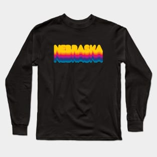 Nebraska 70's Rainbow Design Long Sleeve T-Shirt